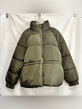 Olive Green Puffer Jacket - Cozy Winter Coat